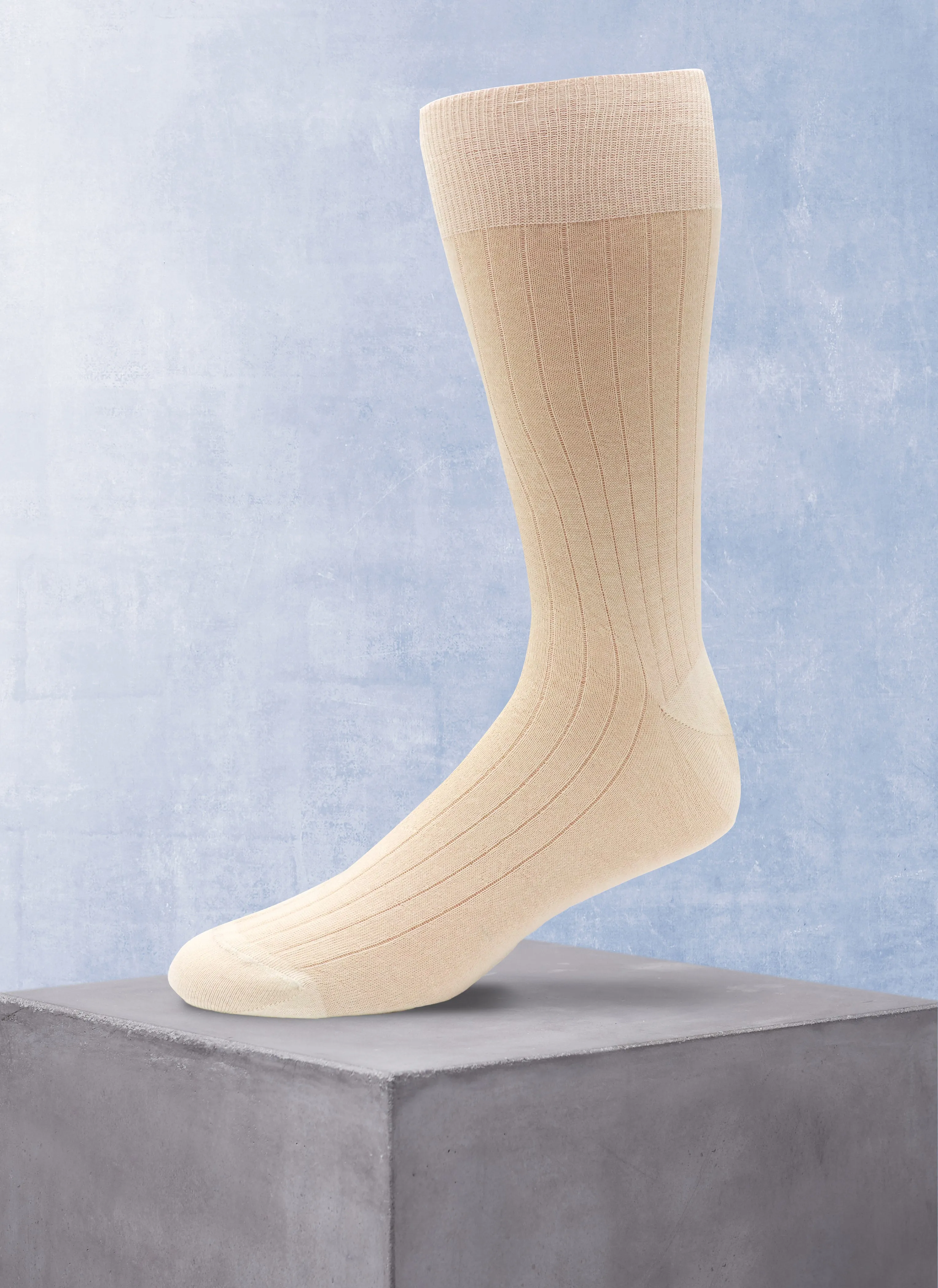 100% Cashmere Crew Sock in Cream