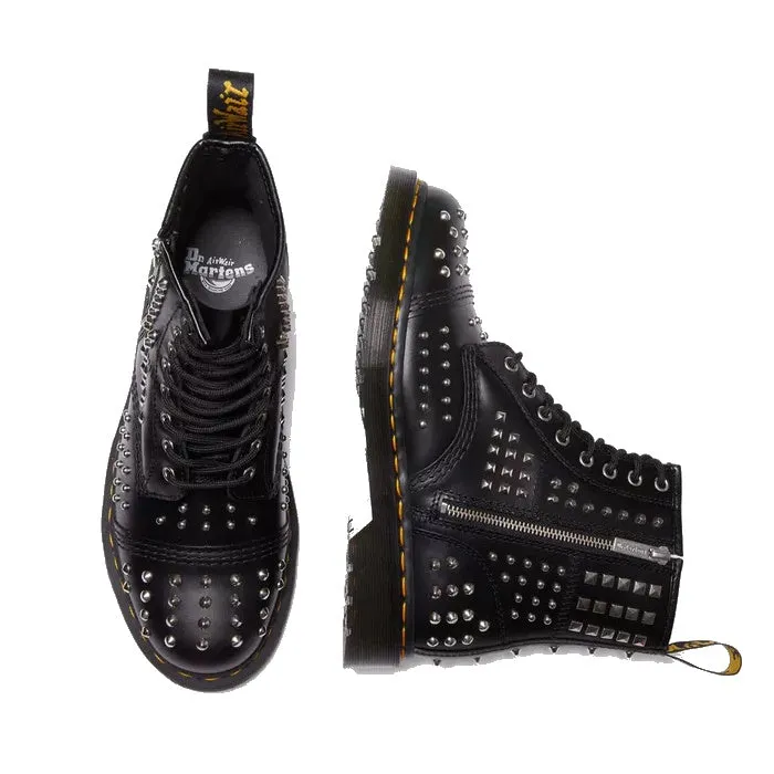 1460 Dr Martens Studded Zip Atlas Black Leather 8 Up Boot