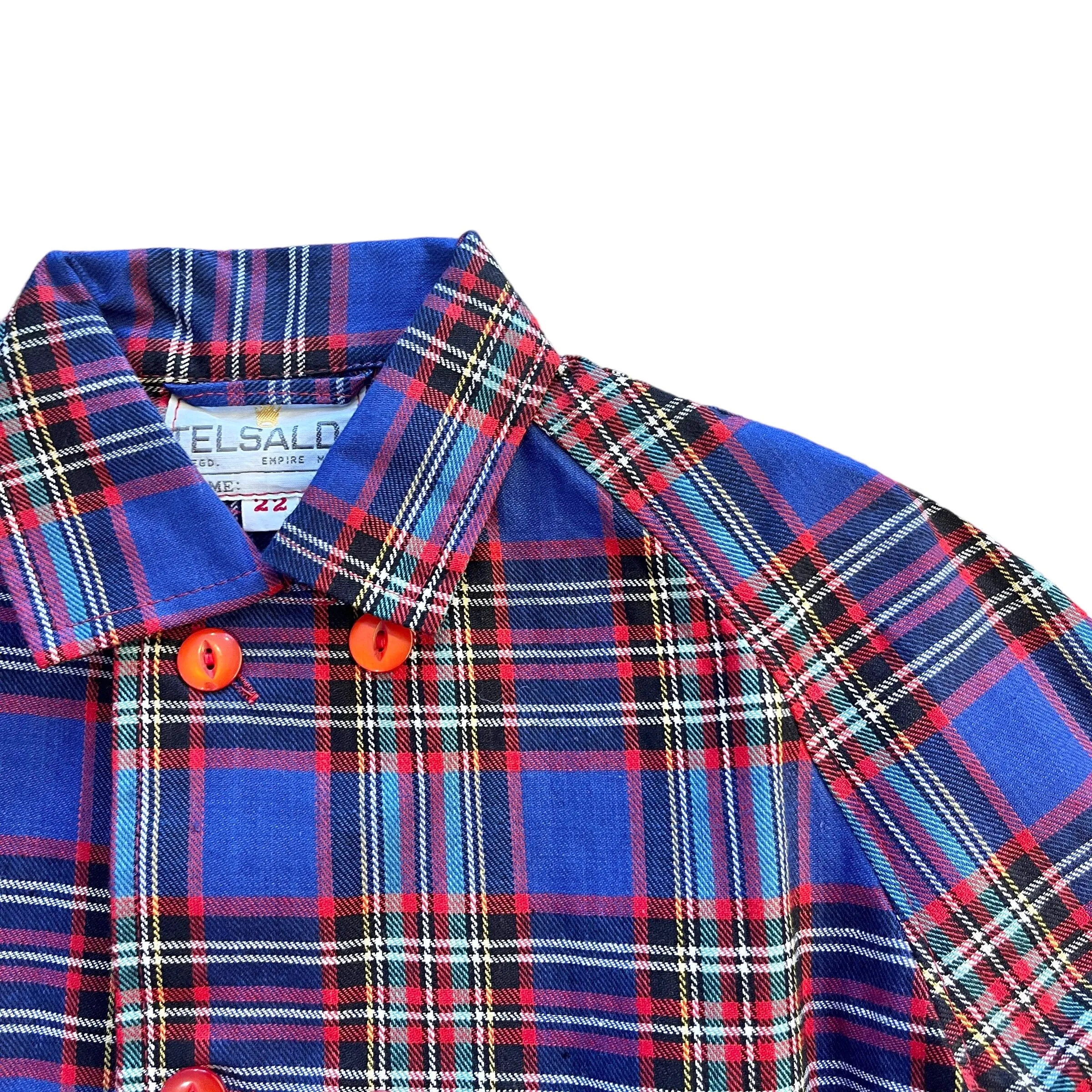 1960s Blue Tartan Rain Jacket  4-5Y