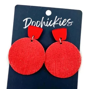 2 Shimmer Rain Piggy Dangle Earrings - Red