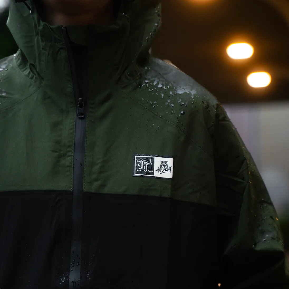 808ALLDAY  Black/Olive Weather Tech Rain Jacket