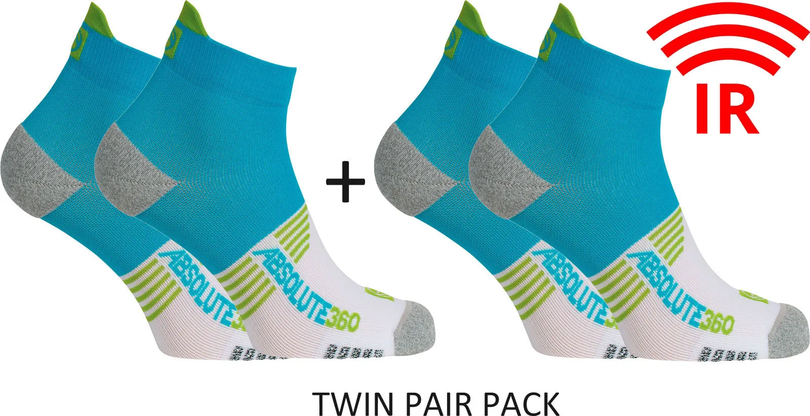 Absolute360 Performance Run Mini-Crew Socks TWIN PAIR PACK {A360-MCSCK-TWIN}