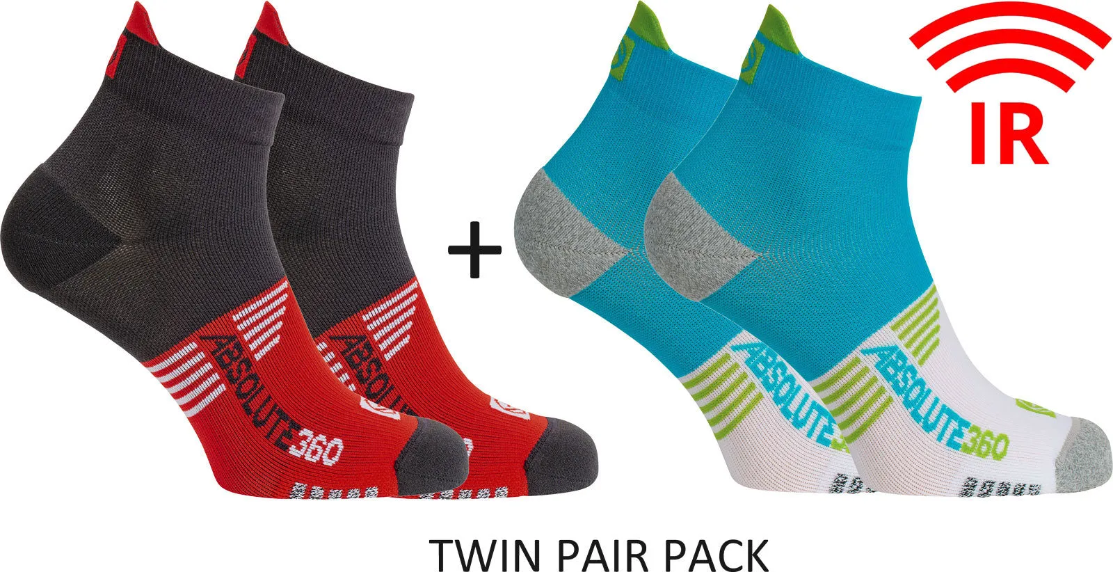 Absolute360 Performance Run Mini-Crew Socks TWIN PAIR PACK {A360-MCSCK-TWIN}