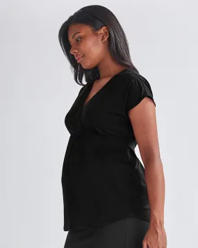 Adeline Maternity Crossover Work Top - Black