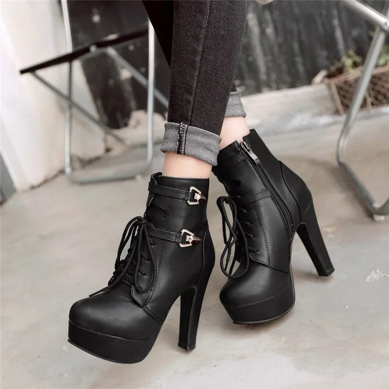 Ankle Boots Super High heels buckles