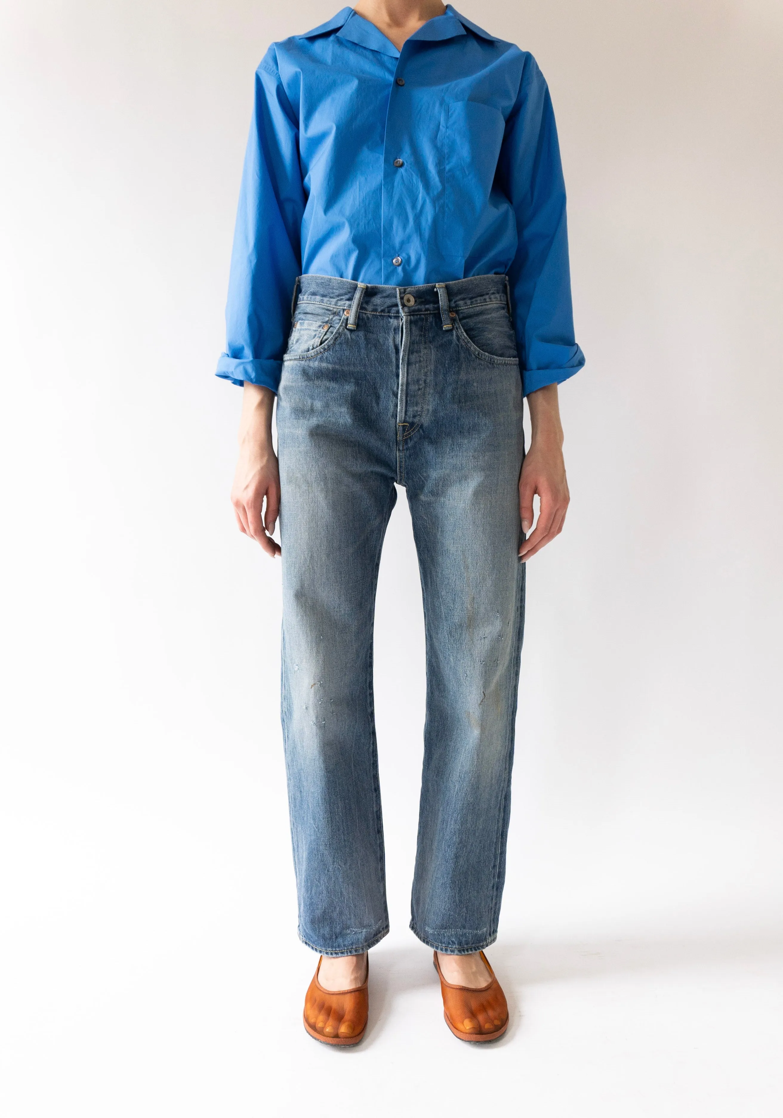 Ankle Cut Denim in Medium Distress