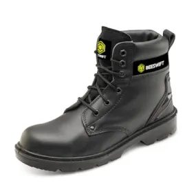 Beeswift Smooth Leather 6 Eyelet Safety Boot With Midsole Black S1P Src - Cf2