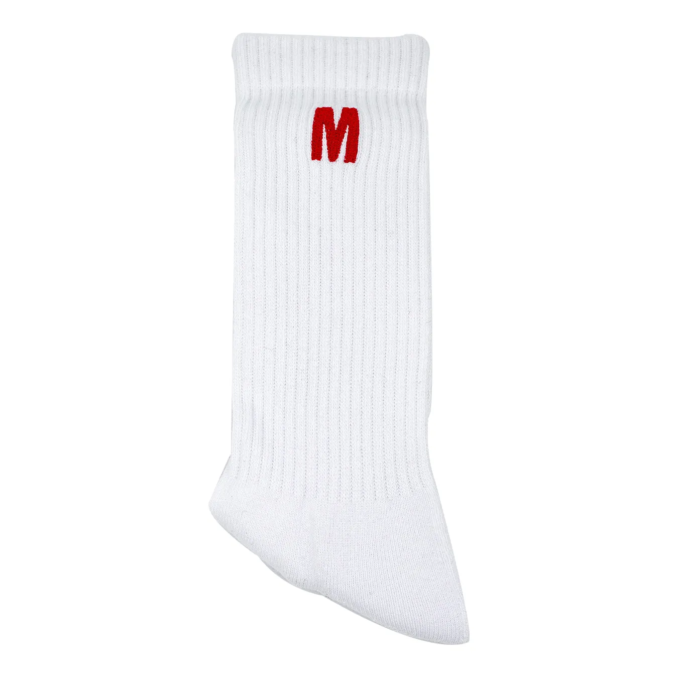 Big M (Embroidered) Sock - White/Red