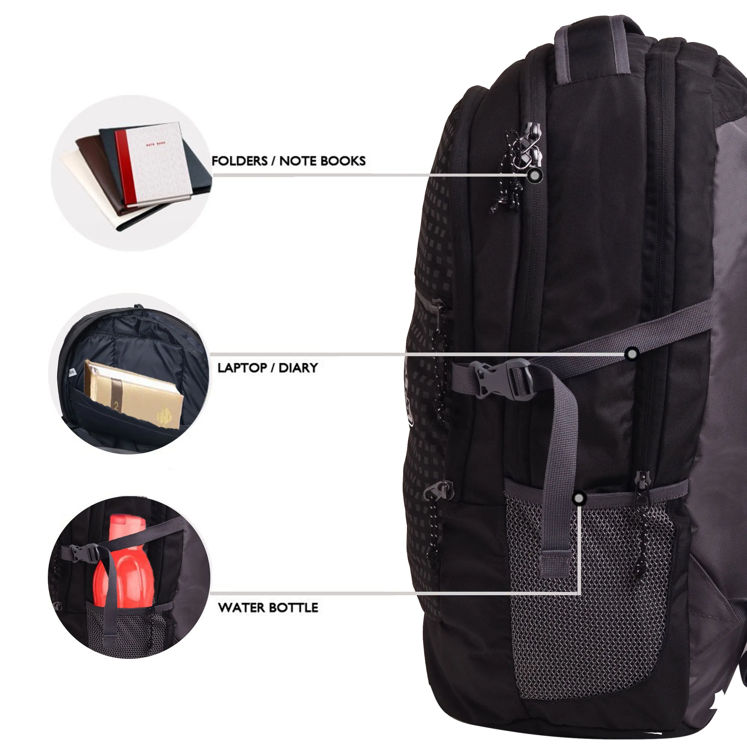 Blow 32L Black Grey Backpack With Rain Cover