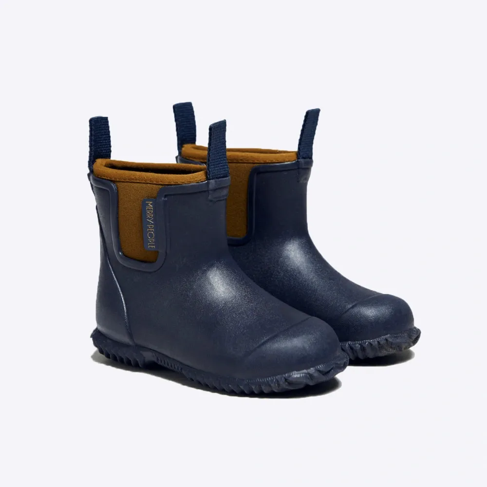 Bobbi Kids Wellington Boot // Oxford Blue & Tan