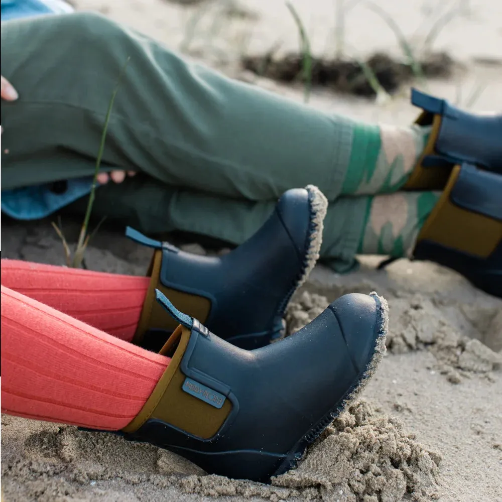 Bobbi Kids Wellington Boot // Oxford Blue & Tan