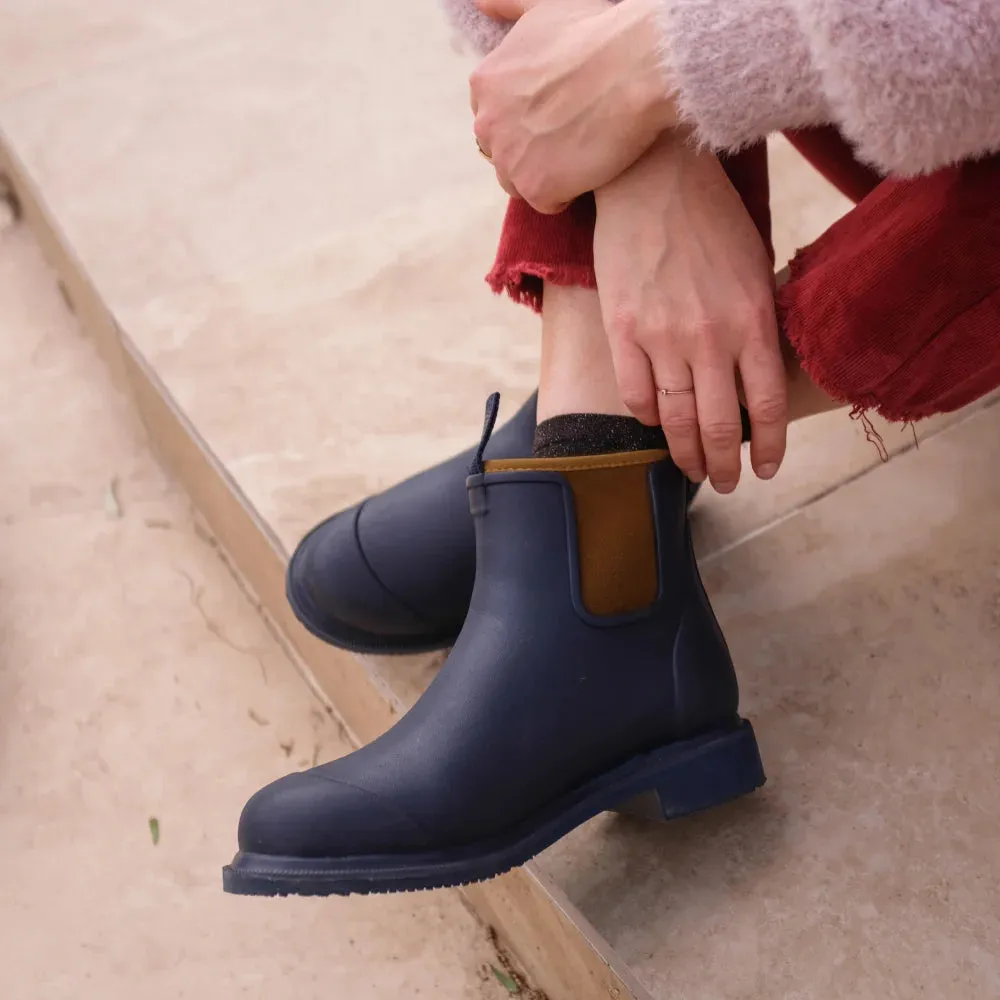 Bobbi Wellington Boot // Oxford Blue & Tan