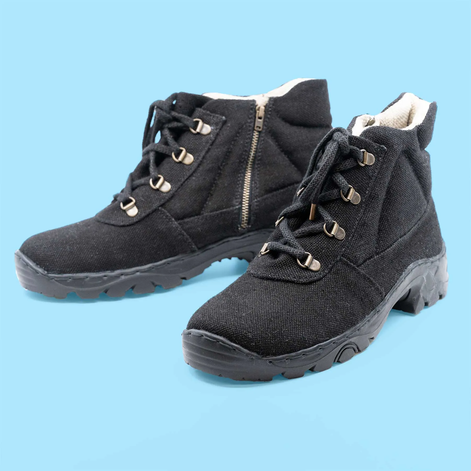 BOULDER Handmade Organic Hemp Hiking Boots (Men's Sizes) (Laces, Zippers) (Discontinued)