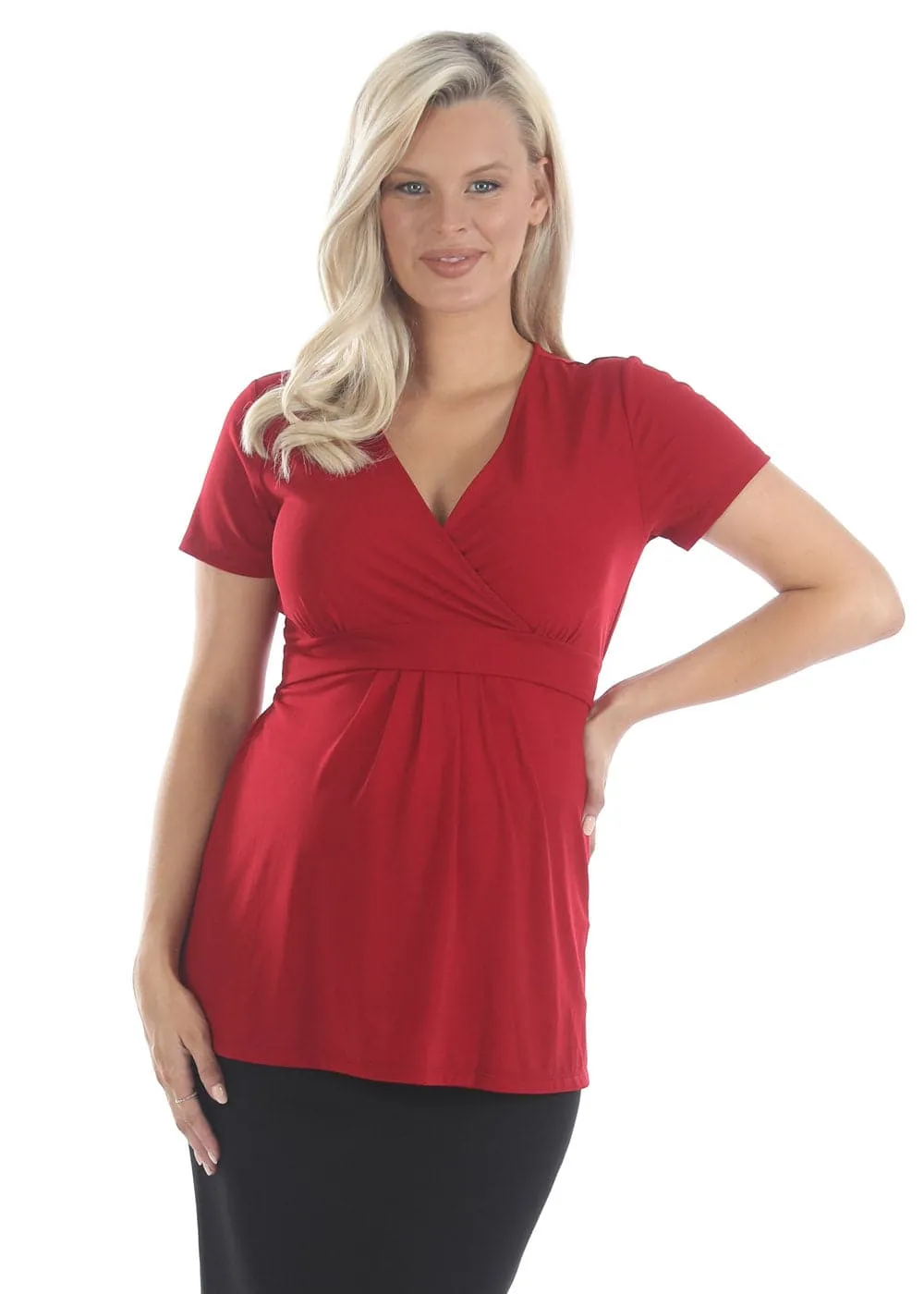 Bree Maternity Crossover Work Top - Red