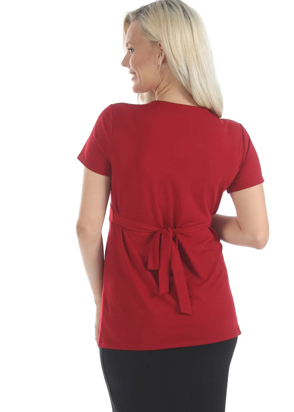 Bree Maternity Crossover Work Top - Red