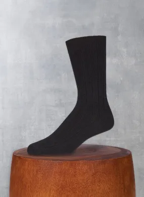 Cashmere Blend Rib Sock in Black