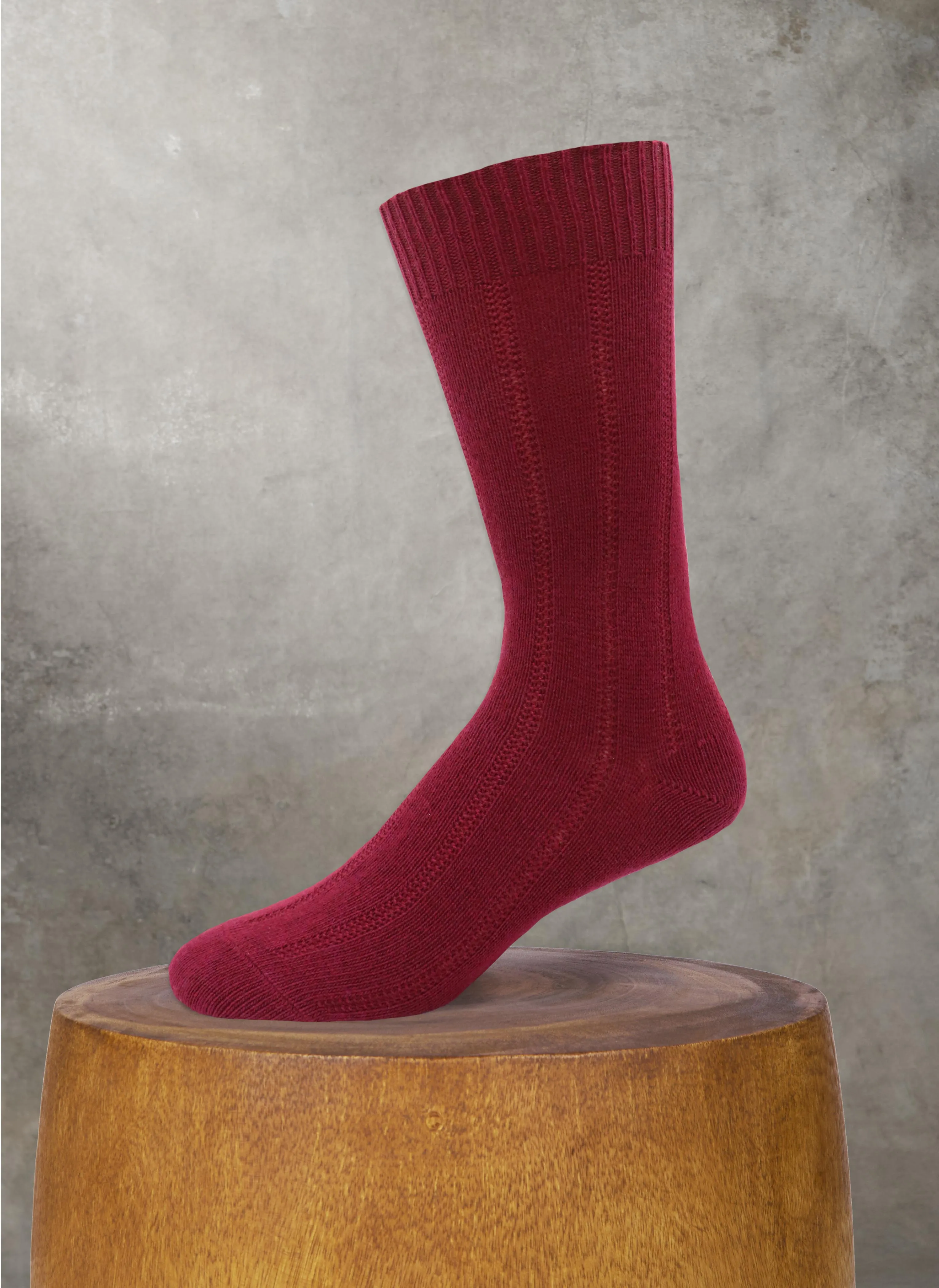 Cashmere Blend Rib Sock in Burgundy