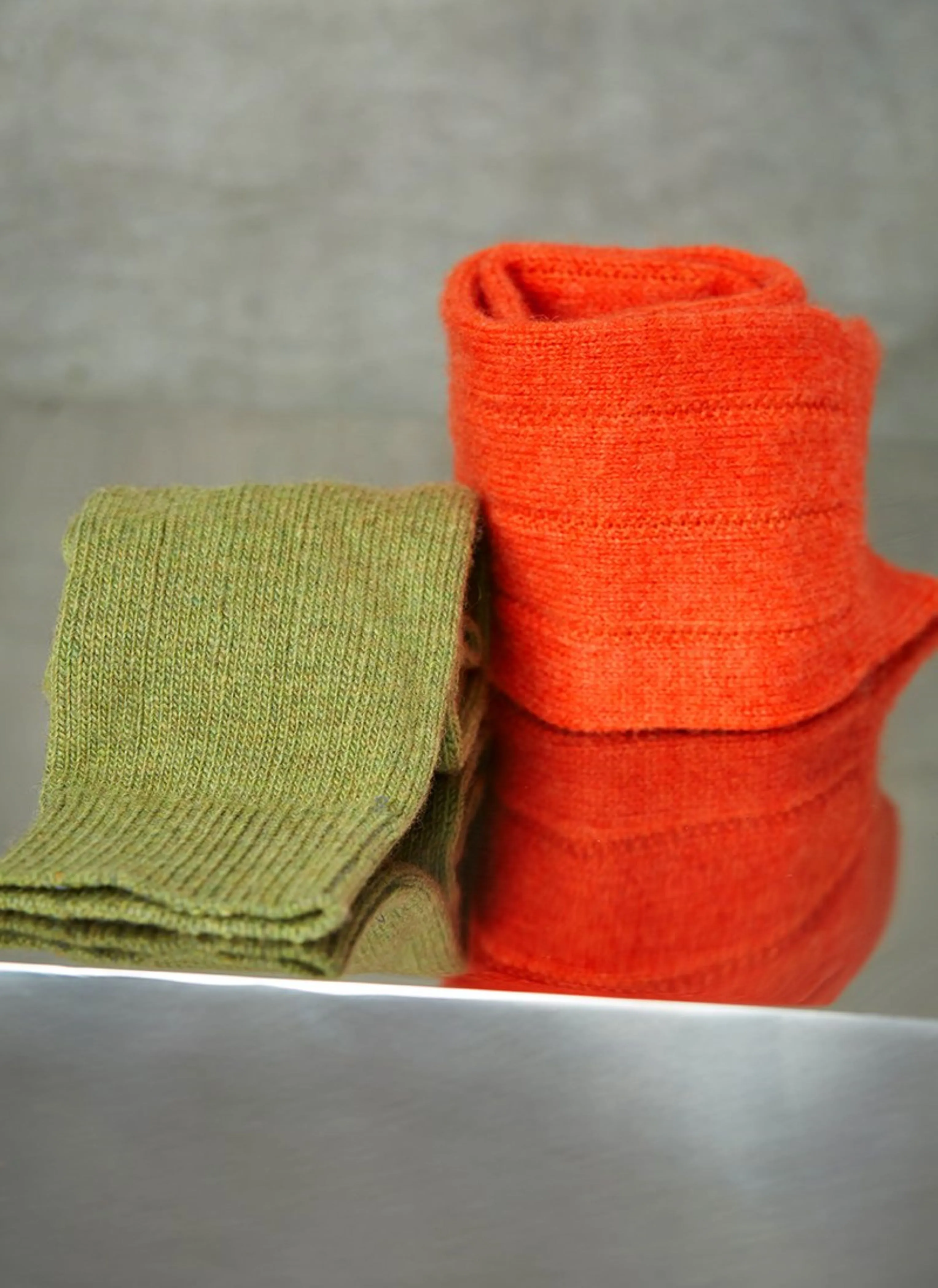 Cashmere Blend Rib Sock in Orange