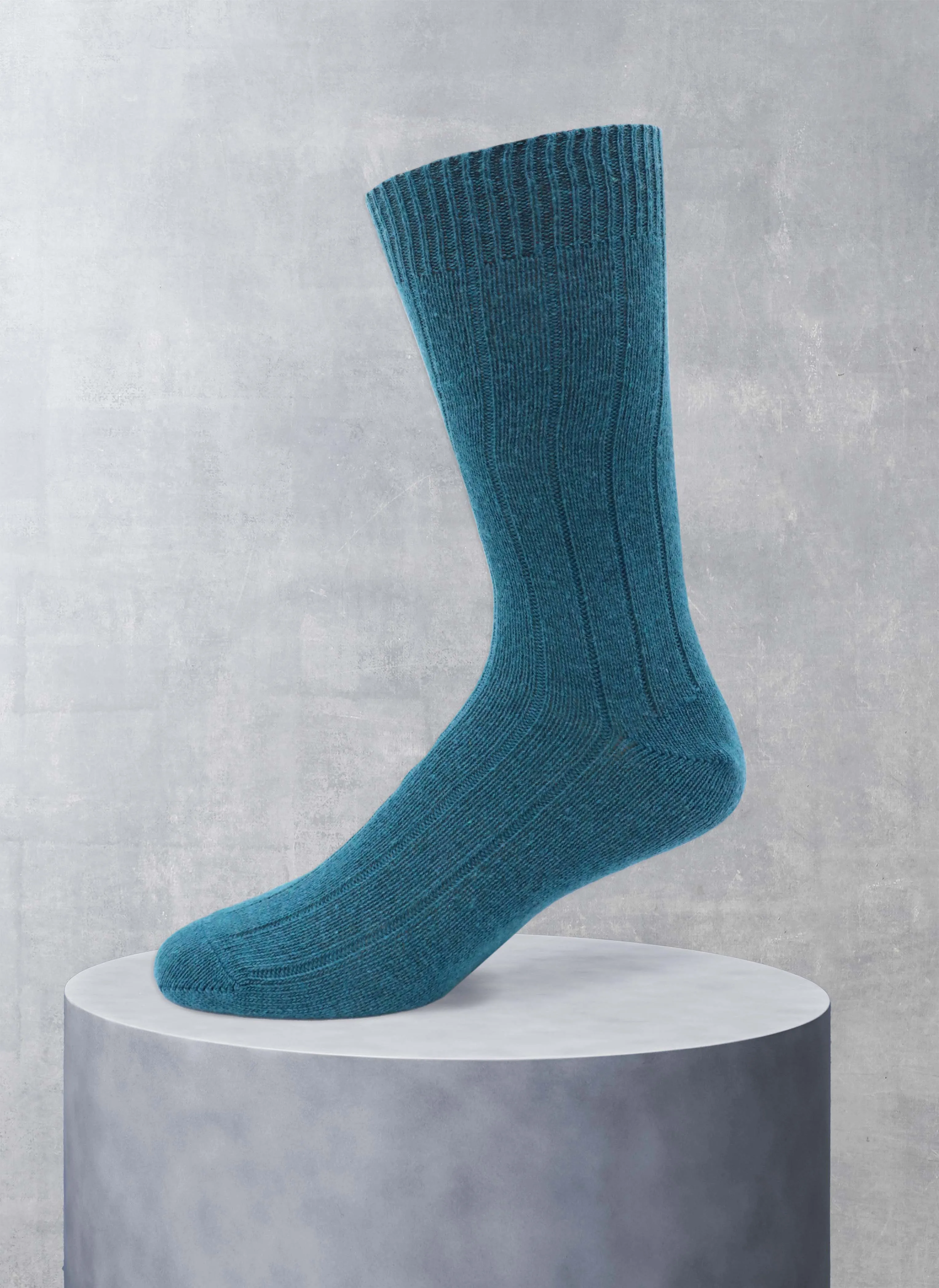 Cashmere Blend Rib Sock in Teal