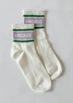 Chicago Triple Stripe Crew Sock - Purple/Green