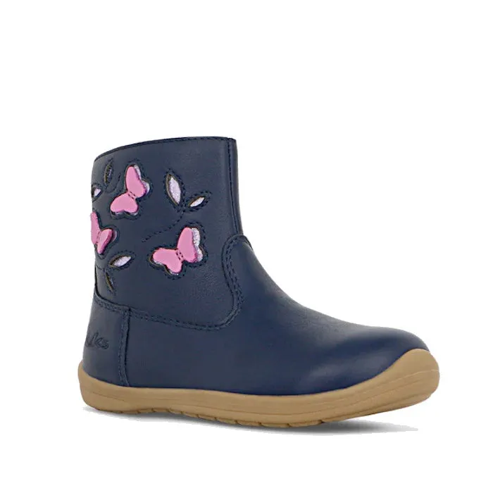 Clarks Kids Marcela Leather Boot Navy E Width Average”