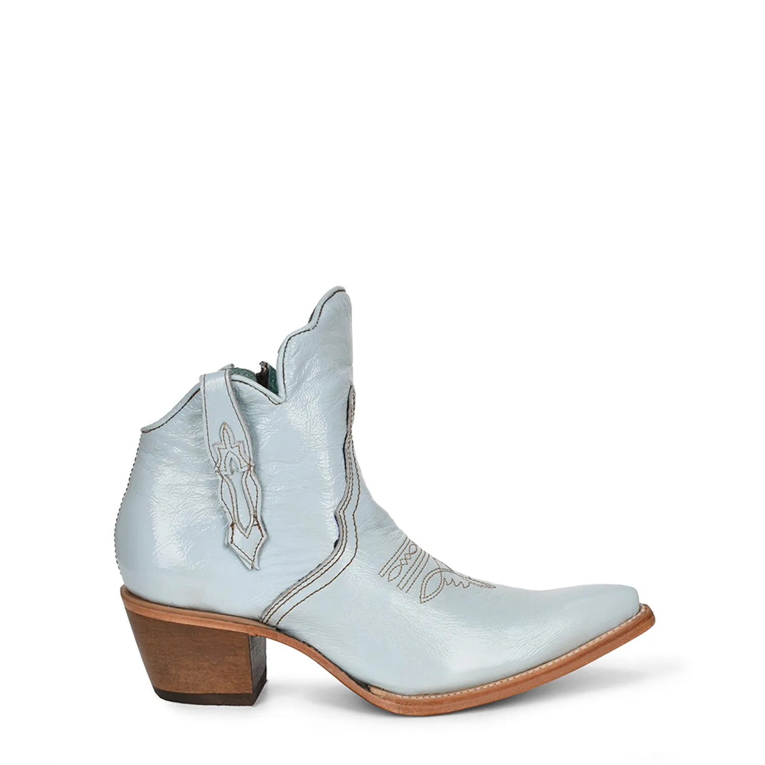 Corral Womens C4019 Sky Blue Leather Patent Ankle Boots