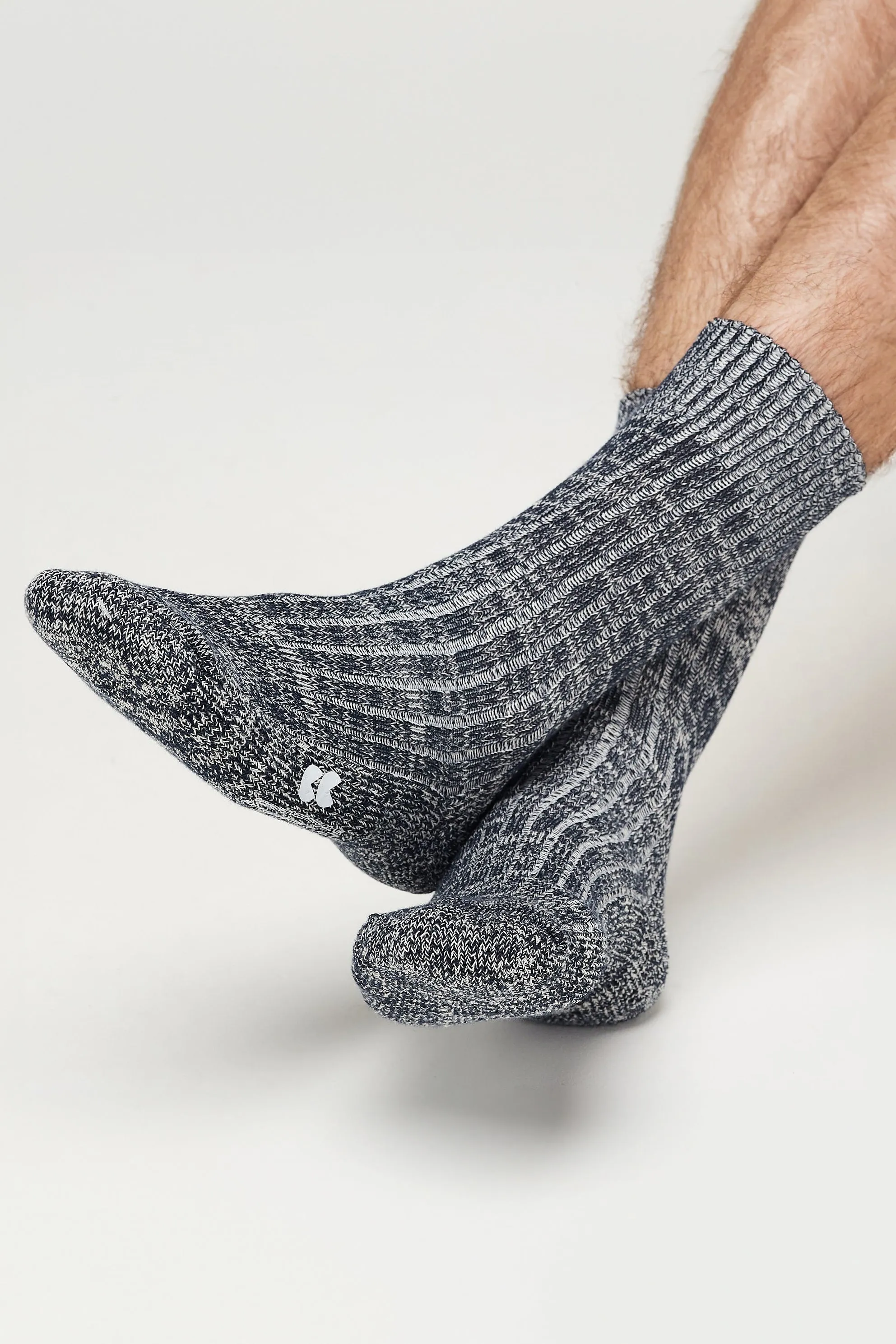 Cushioned Cotton Walking Sock - Slate Grey/White