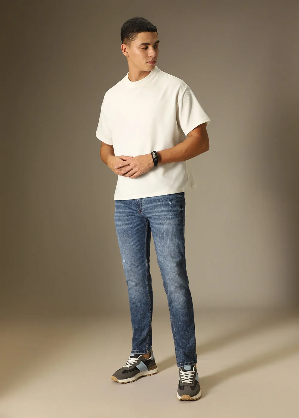 Dark Blue Ankle Slim Fit Denim