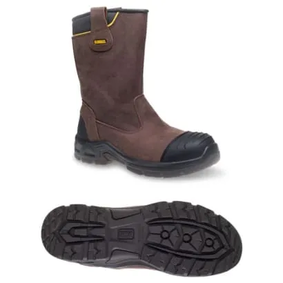 DeWalt S3 Waterproof Composite Lightweight Safety Rigger Boot-Millington Brown Nubuck Leather Non-Metallic