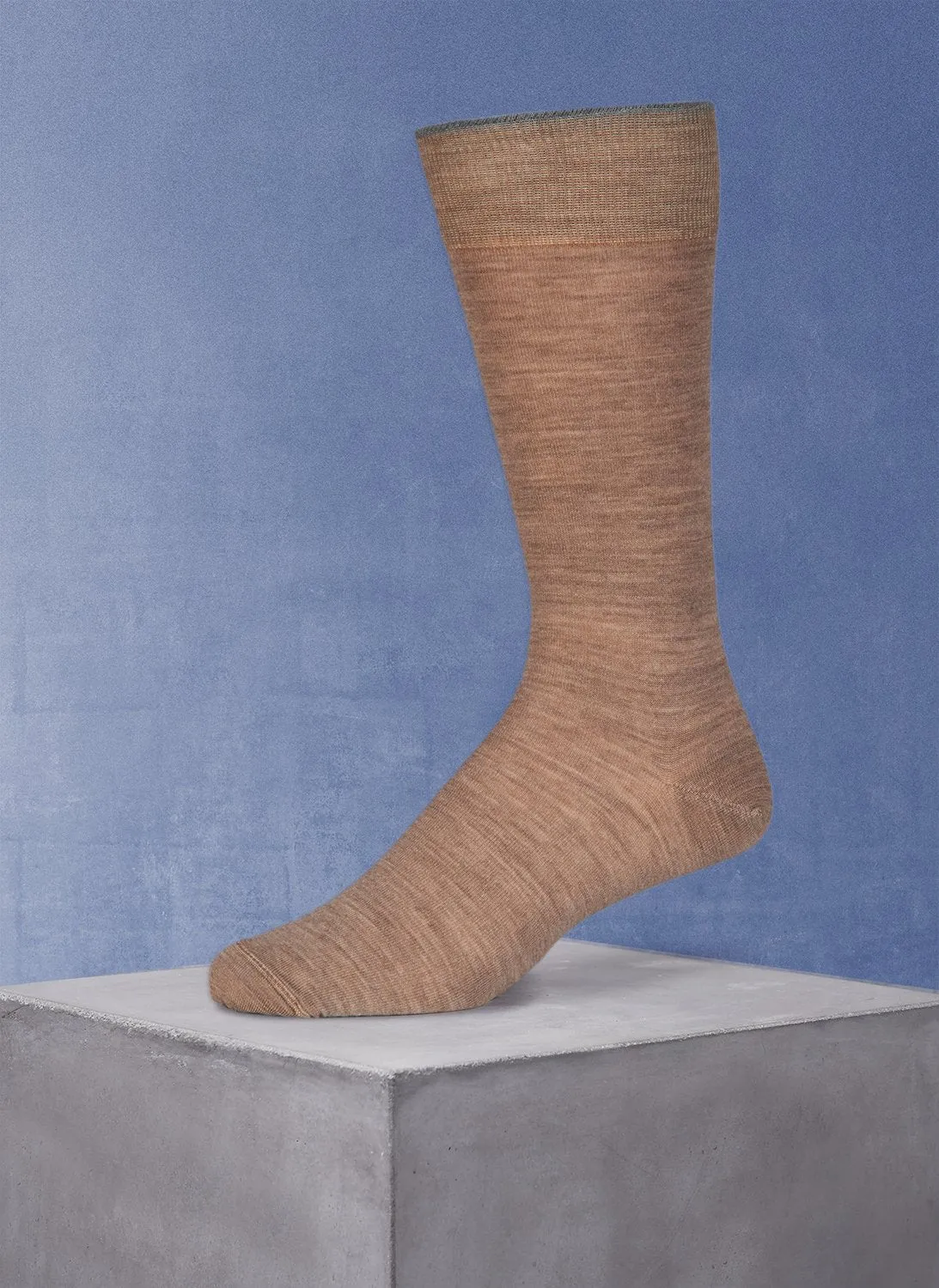 Flat Knit Merino Wool Sock in Taupe