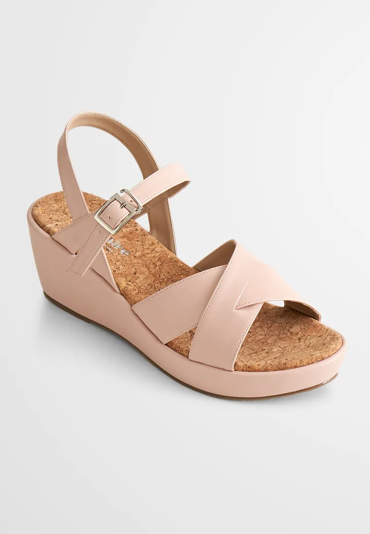 Freya Ankle Strap Cork Base Wedge Heels