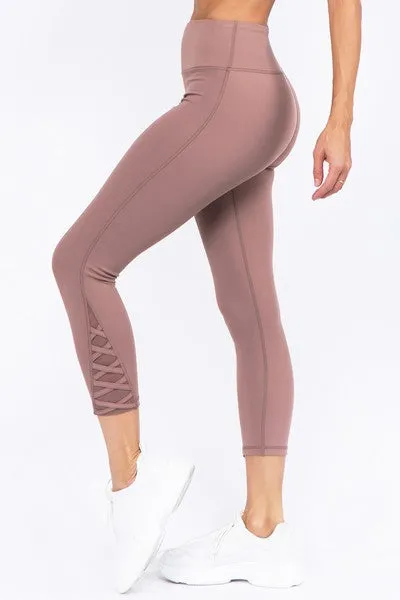 Fritzi Active Crisscross Mesh Ankle Capri Leggings