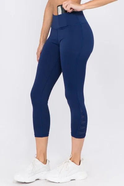 Fritzi Active Crisscross Mesh Ankle Capri Leggings