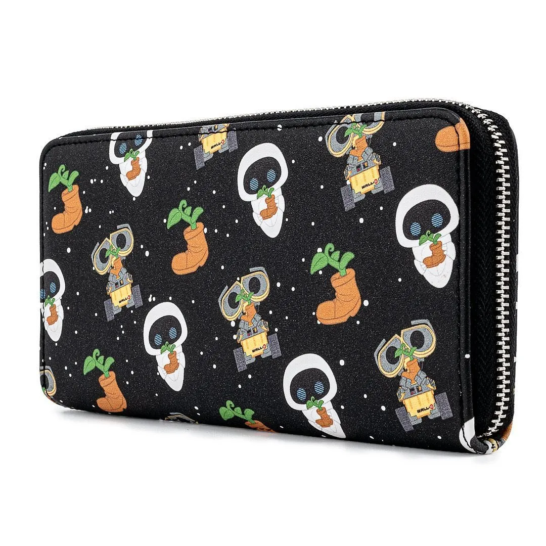 Funko POP! Loungefly Disney Pixar Wall-E & Eve Boot Earth Day Allover Print Zip-Around Wallet