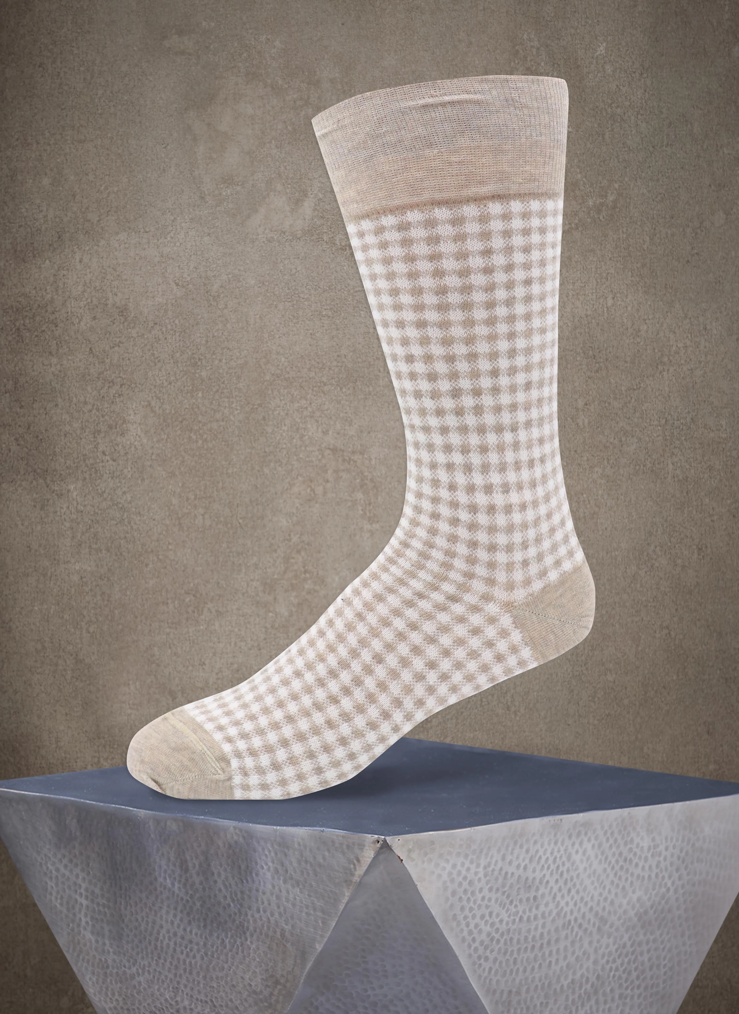 Gingham Sock in Taupe