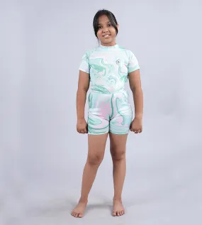 Girls & Boys Half Sleeve Mid Thigh Length Swim Suit