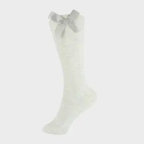 Girls Cable Knit Knee High Socks Grey