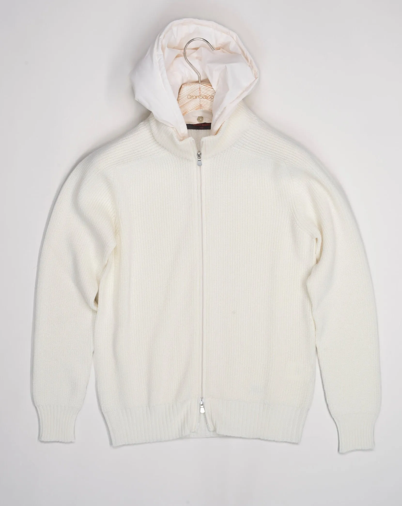 Gran Sasso Rain Wool Hooded Jacket / Off White