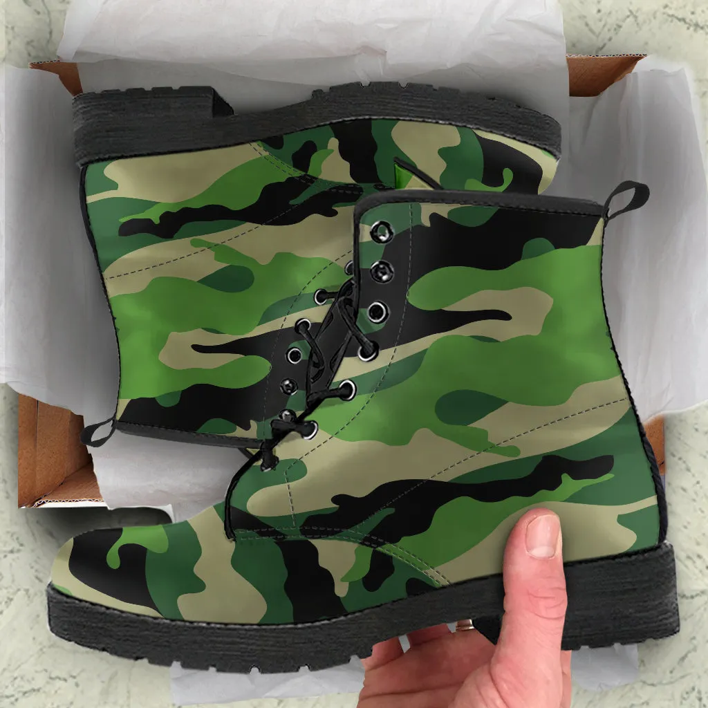 Green Camo - Vegan Leather Boots