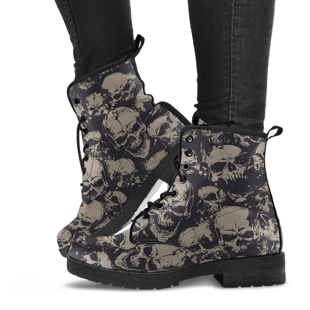 Grey Skull - Vegan Leather Boots