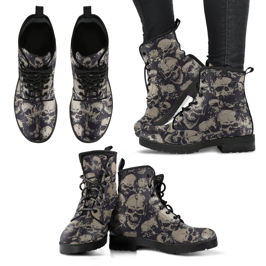 Grey Skull - Vegan Leather Boots