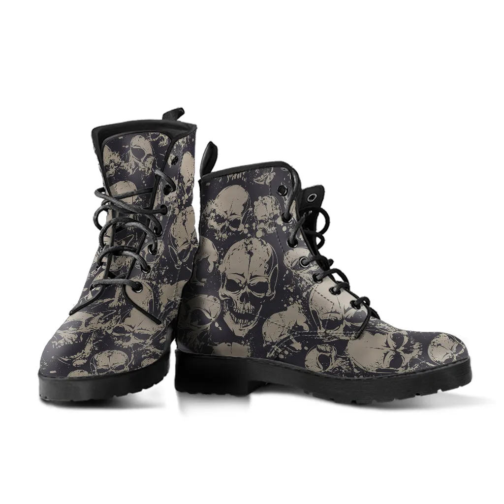 Grey Skull - Vegan Leather Boots