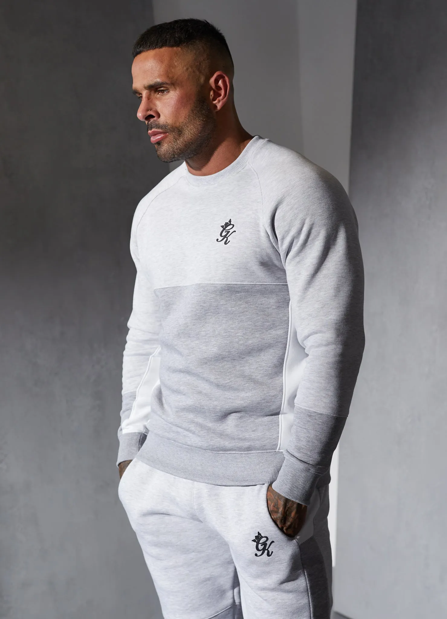 Gym King Minefield Crew - Snow Marl/White/Light Grey Marl