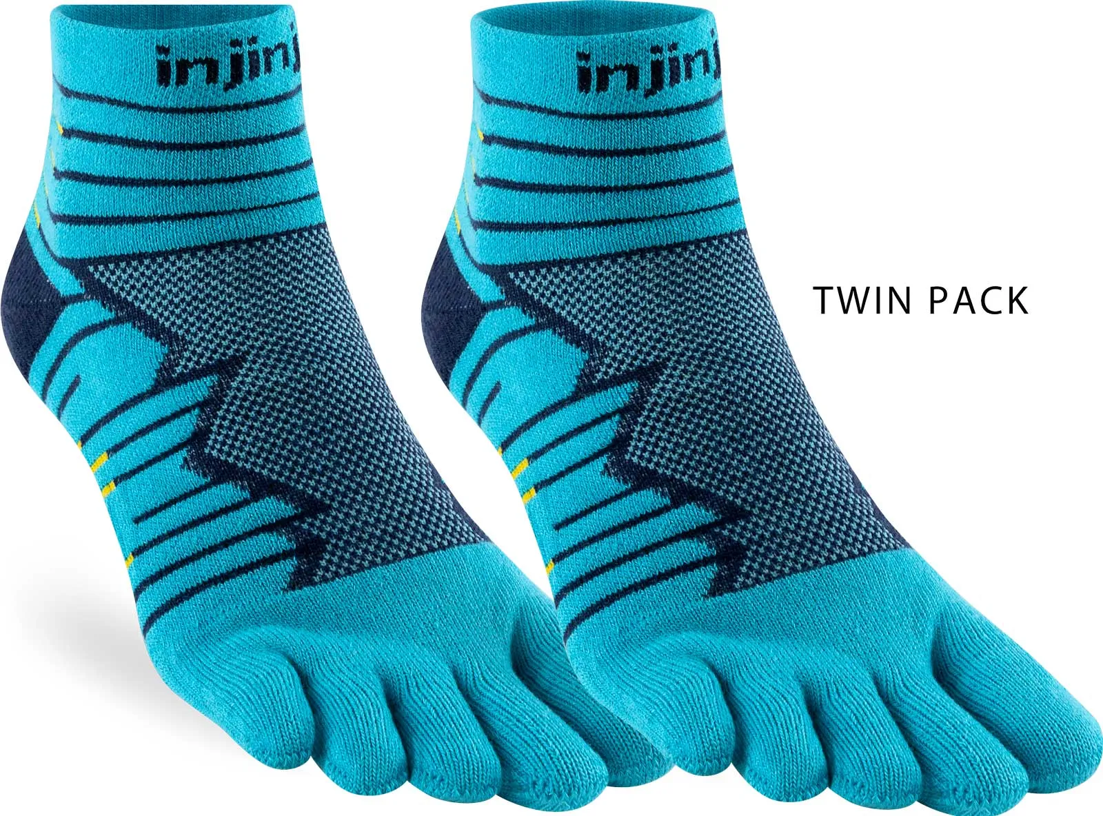 Injinji Men's Mid-Weight Ultra-Run Mini Crew Toe Socks TWIN PACK (INJ-MULTRA-MC-TWIN)