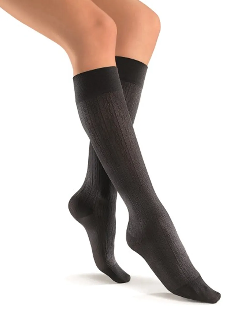 Jobst soSoft Women's Knee High Closed Toe Brocade Pattern Support Socks 15-20 mmHg