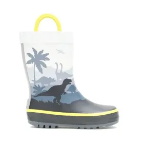 Kamik Kids Gray Dino Boys Toddler Rain Boot