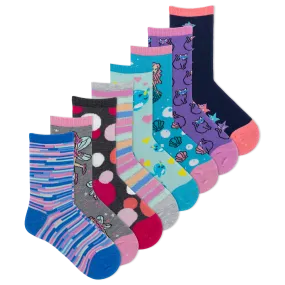 K.Bell Kid's Mystical Girls Crew Sock 8 Pack