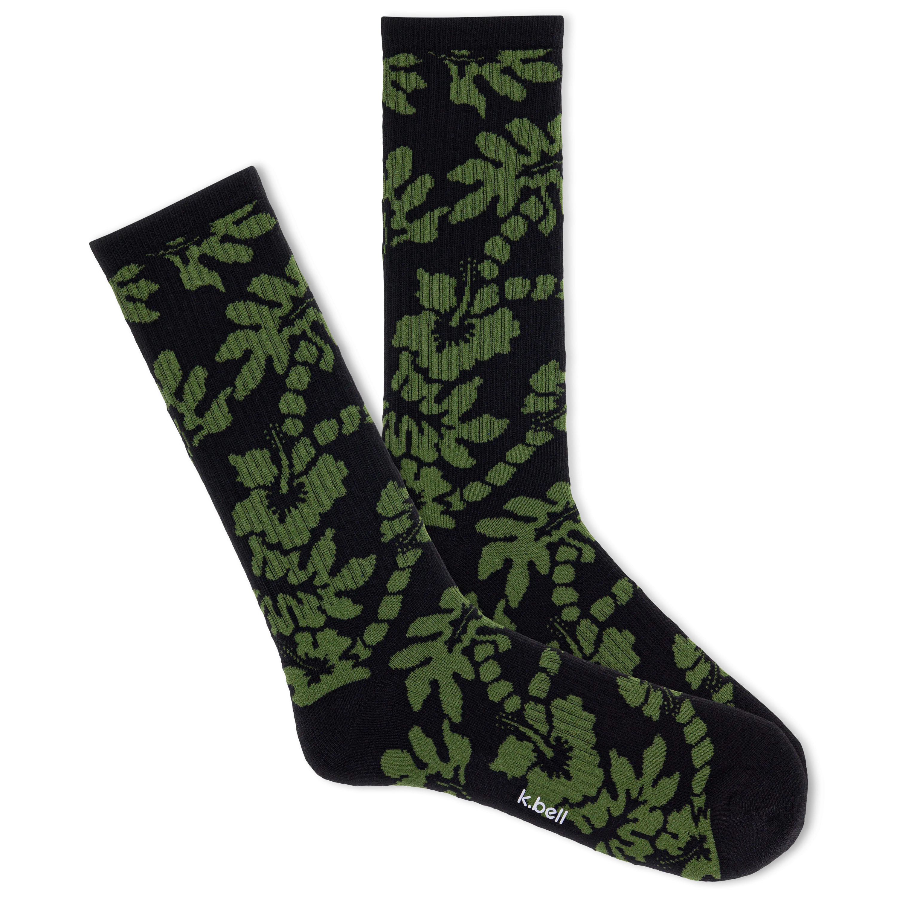 K.Bell Men's Tropical Leaf Active Crew Sock