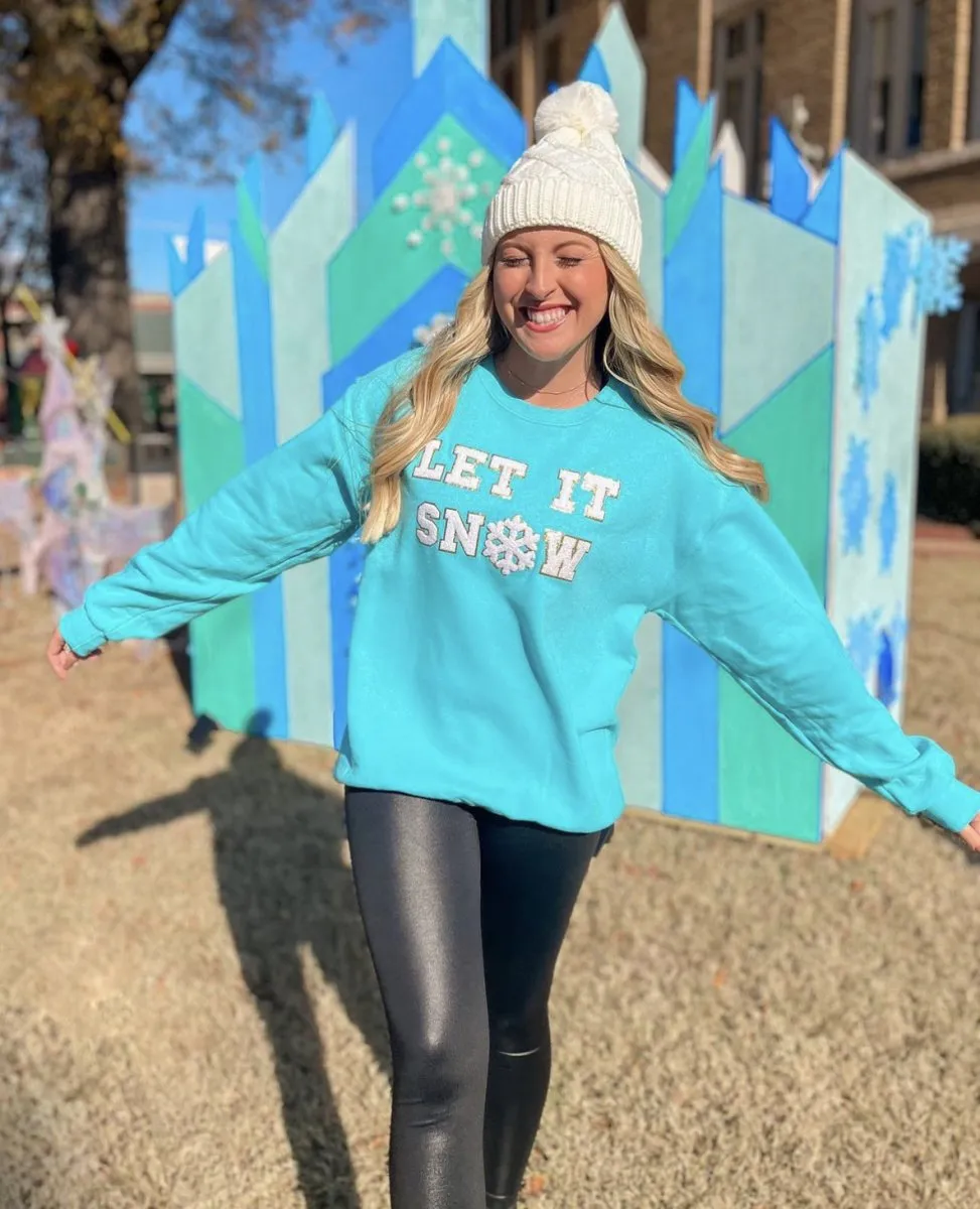 Let It Snow Letter Patch Crewneck Sweatshirt