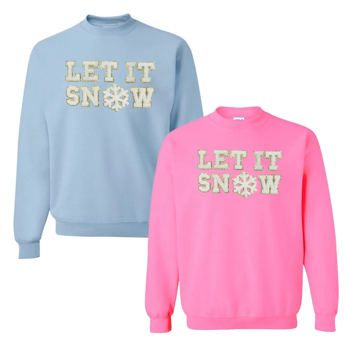 Let It Snow Letter Patch Crewneck Sweatshirt